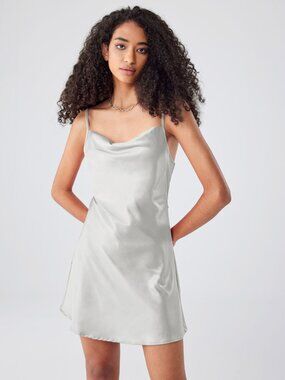$188 Heiress Beverly Hills White Satin Mini Slip Dress | New without Tag | S